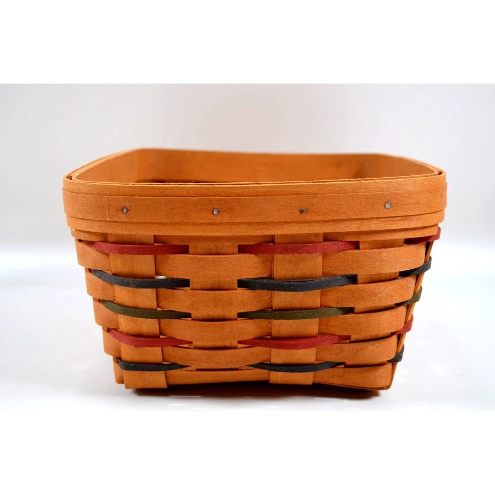Longaberger 1997 Heartland Medium Square Basket W/ Multicolor Accent Weave